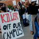 Students for Socialism protest on campus demanding that Kyle Rittenhouse not be allowed to enroll at Arizona State University, Wednesday, Dec. 1, 2021, at ASU in Tempe, Ariz. Protesters were demanding the university disavow the 18-year-old, who was acquitted of murder last month in the deadly shootings during last year’s unrest in Kenosha.